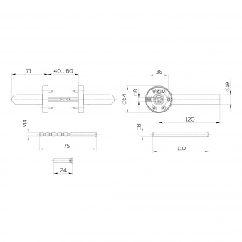 Ручка раздельная R.DSS201-0204/19 (DSS-0204/19) INOX 201