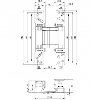 Петля скрытой установки HH-180-200 (200 кг на 2 петли, 180 угол открывания) BL (черная)