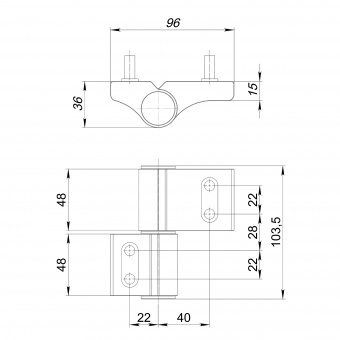 Петля дверная IN-U2-120A-3D RAL 9016 белый АНКЕРНАЯ
