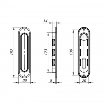 Ручка для раздвижных дверей SH.SL152.010 (Soft LINE SL-010) BL черный