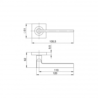 Ручка раздельная K.JK51.IND POLUS BL-24 черный (AL руч.)