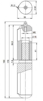 Петля приварная D32x180SM с масленкой