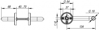 Ручка раздельная R.DSS304-0203/19 (квадрат 8х110 мм) INOX 304