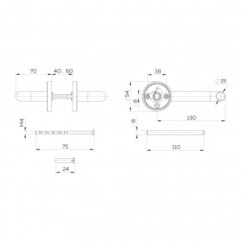 Ручка раздельная R.DSS304-0203/19 (квадрат 8х110 мм) INOX 304