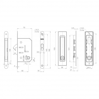 Защелка с ручками для раздвижных дверей SH.SLQ152.011 (Soft LINE SLQ-011) CP хром
