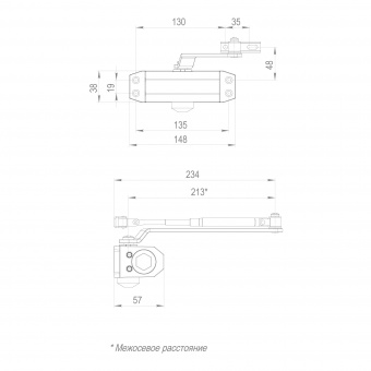 Доводчик дверной DC20-2 (DC-202) BL до 45 кг (черный)