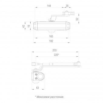 Доводчик дверной DC20-3 (DC-203) BL до 65 кг (черный)