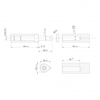 Петля приварная D20x140 ADJ регулируемая