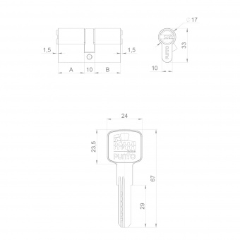 Цилиндровый механизм Z3000Key90(40+10+40) BL черный