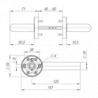 Ручка раздельная R.DSS201-0204/19 (INOX 201) BLACK
