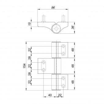 Петля дверная IN-U3-150A-3D RAL 9016 белый АНКЕРНАЯ